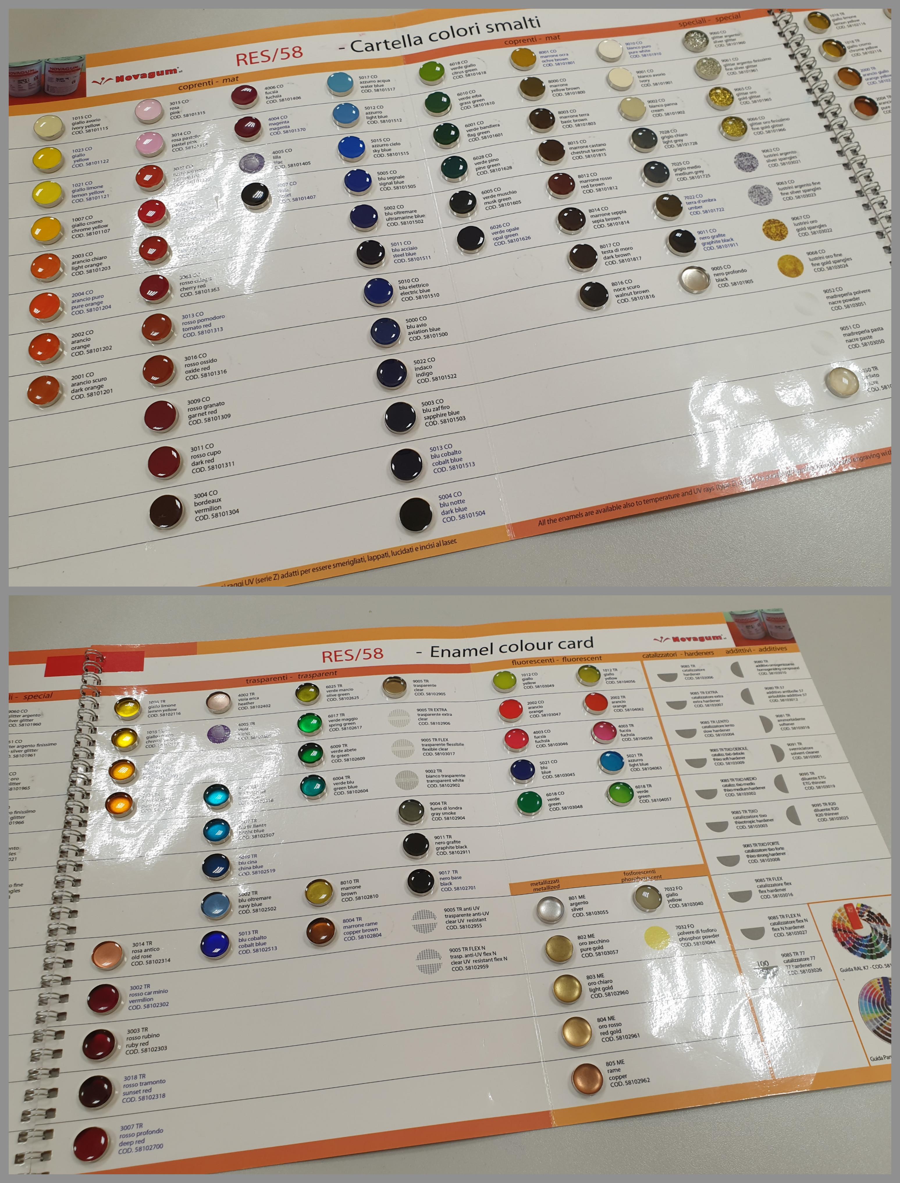 Раскладка с образцами эмалей Novagum